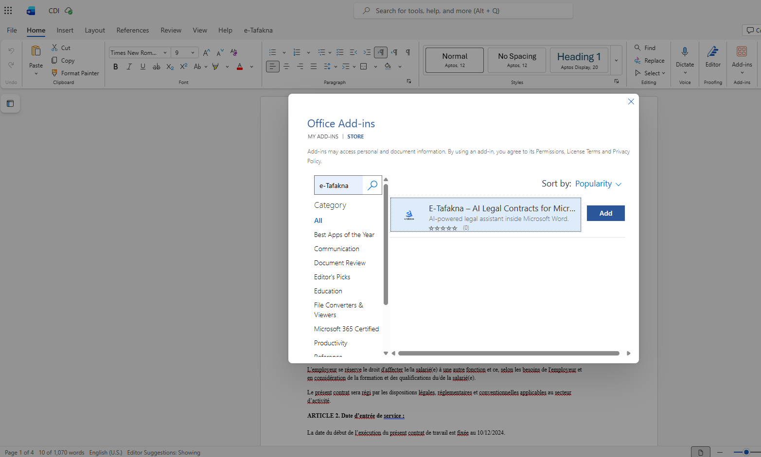 How to install the Word add-in — Step 1 of 4